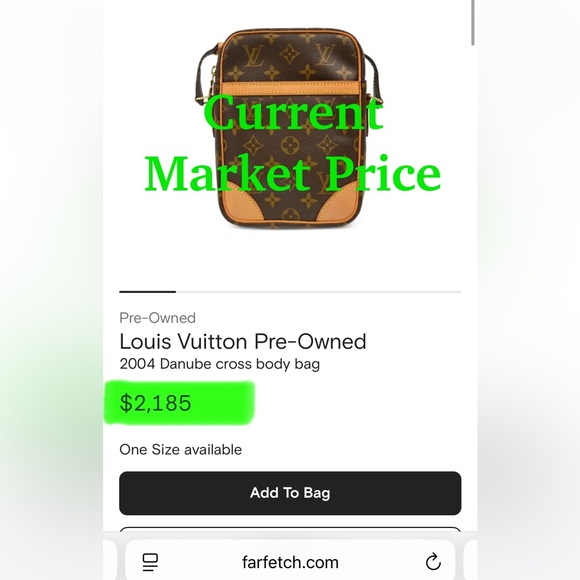 Auth Louis Vuitton Bag • Danube Authentic Crossbody Bag in Monogram Print - Picture 9 of 9